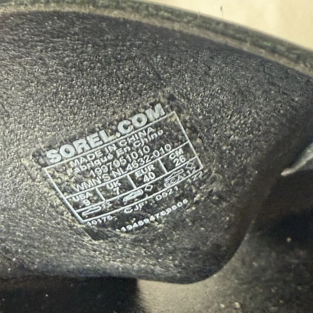 Sorel Cameron Flatform Mule Sandals Platform Leather Black Quiet Luxury Size 9